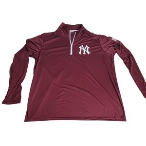 New York Yankees Mens XL Quarter Zip Pullover Maroon Performance Shirt 49410